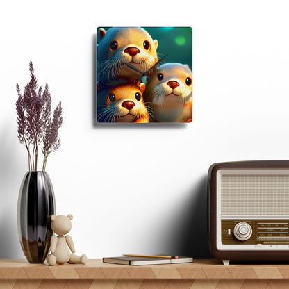 Cute Otter Acrylic Wall Clock, Adorable Home Décor, Unique Gift for Animal Lovers, Kids Room, Nature Enthusiasts, Birthday Decor