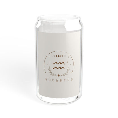 Aquarius Sipper Glass, Zodiac Drinkware, Astrology Gift, Eco-Friendly Cup, 16 oz Water Glass, Birthday Present, Home Barware