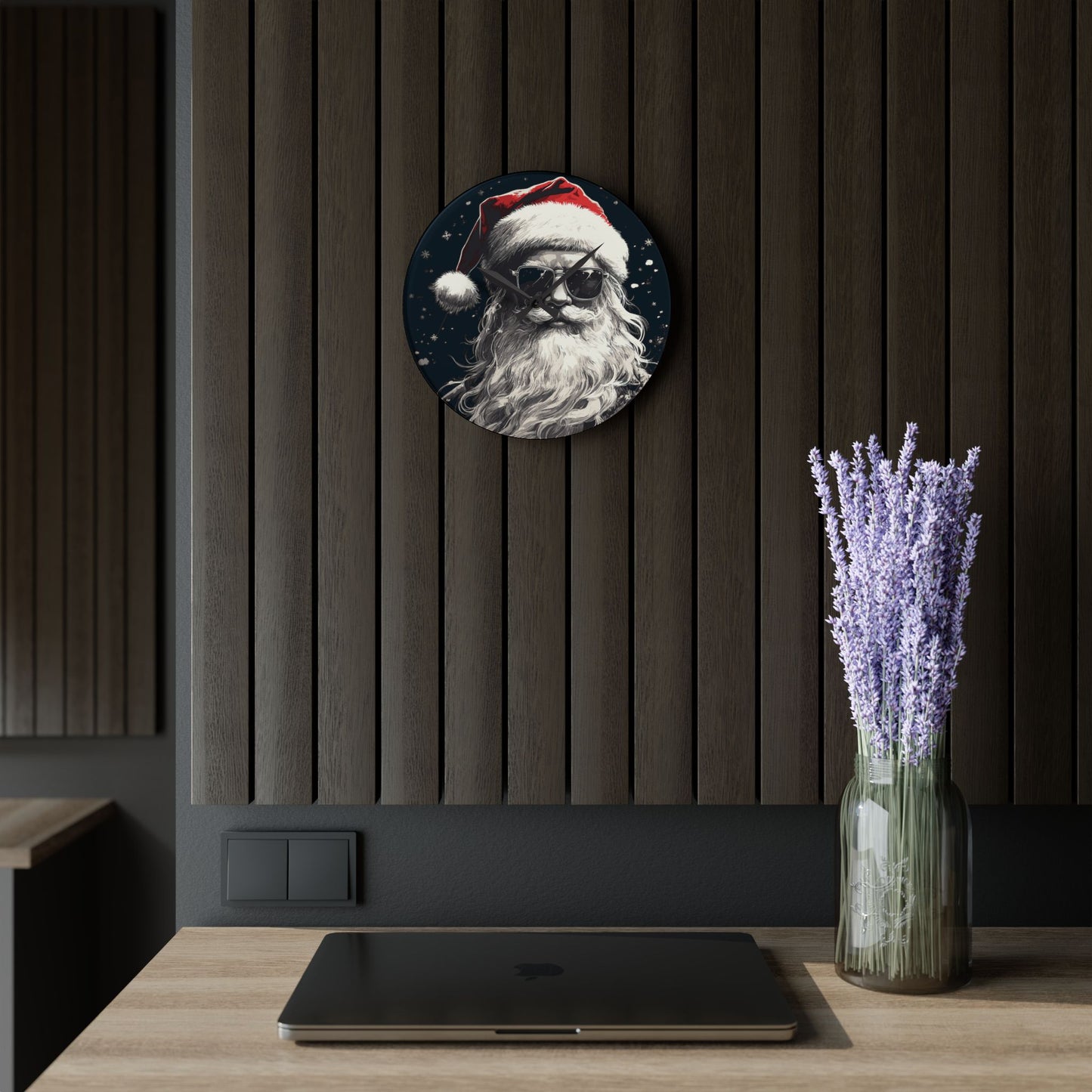Santa Claus Acrylic Wall Clock, Whimsical Home Decor, Holiday Gift, Christmas Decoration, Santa Wall Art, Unique Timepiece