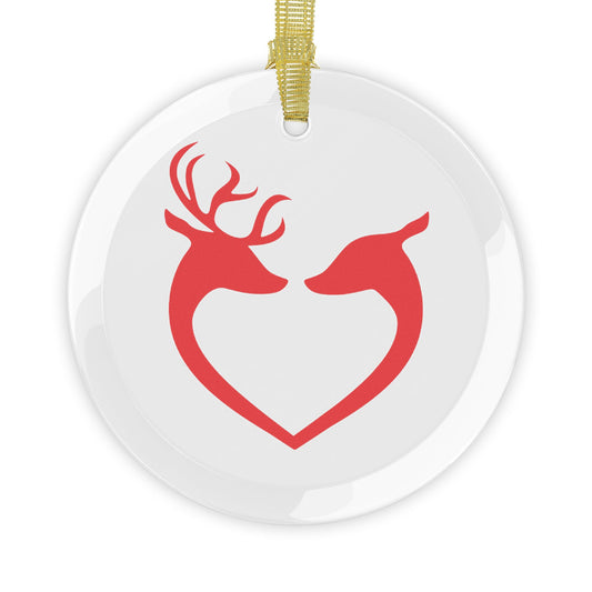 Couples Reindeer Love Glass Ornaments