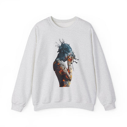 Introspective Artistic Nature-Inspired Crewneck Sweatshirt - Cozy Unisex Gift, Art Lover Sweatshirt, Casual Wear, Unique Gift for Her/Him