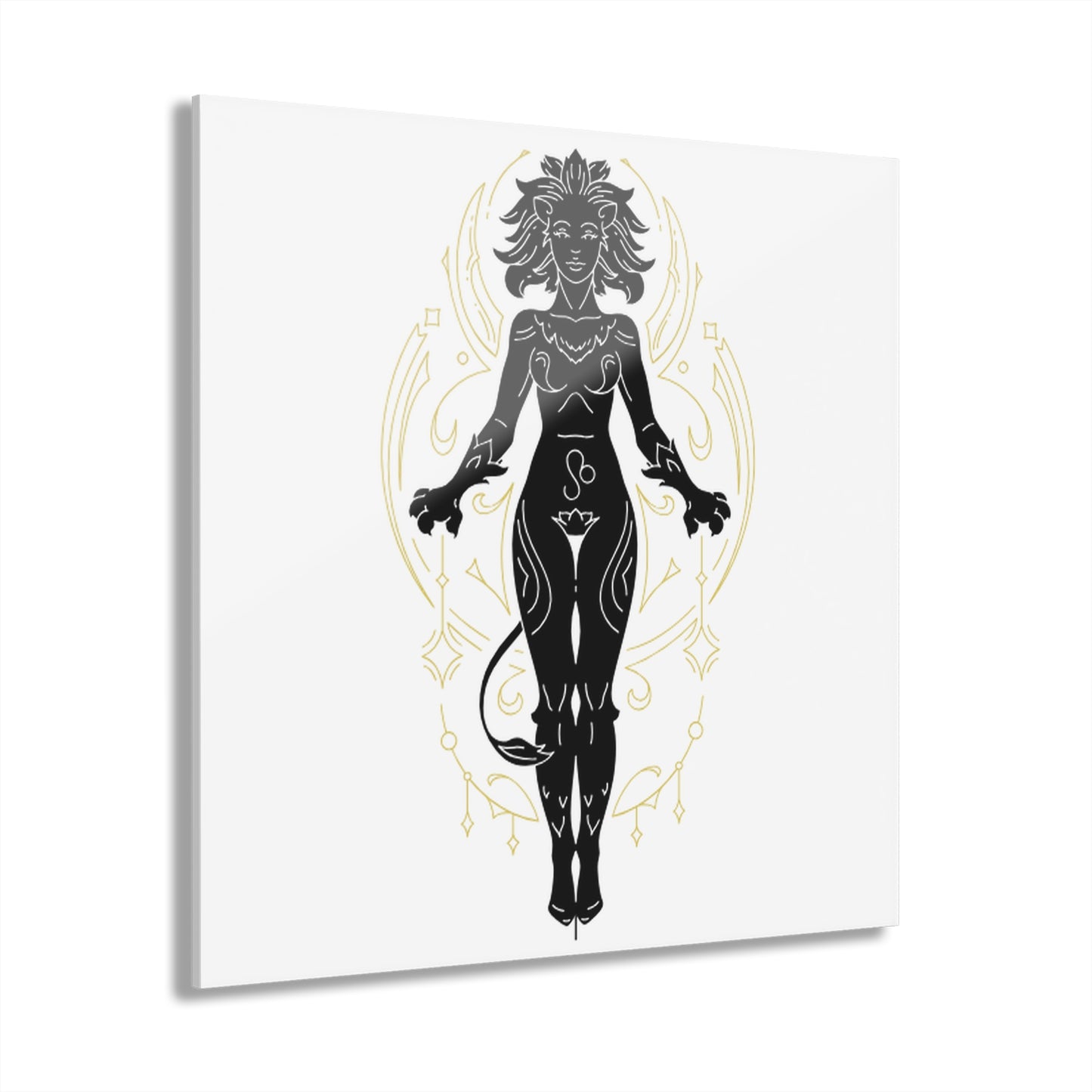 Leo Zodiac Elegant Acrylic Wall Art Print, Modern Home Decor, Black and Gold Abstract Design, Unique Gift for Art Lovers