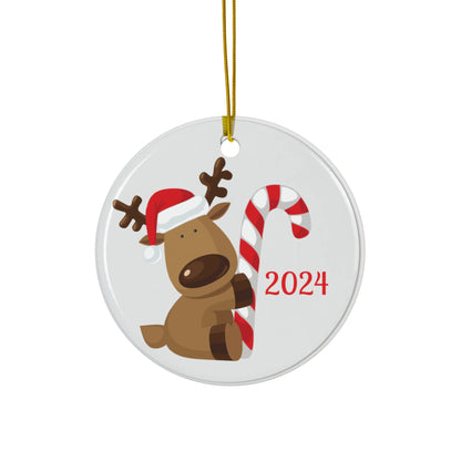 Cute Reindeer Christmas Ornament 2024, Festive Holiday Decoration, Personalized Gift, Winter Decor, Family Keepsake, Tree Ornament