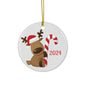 Cute Reindeer Christmas Ornament 2024, Festive Holiday Decoration, Personalized Gift, Winter Decor, Family Keepsake, Tree Ornament