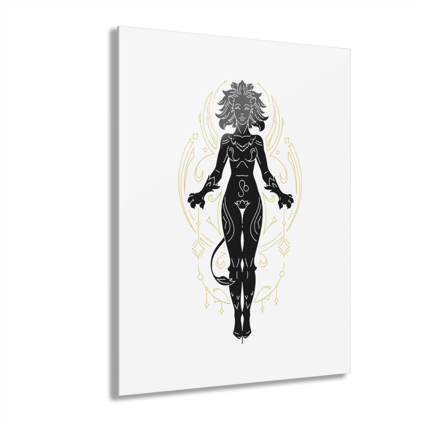 Leo Zodiac Elegant Acrylic Wall Art Print, Modern Home Decor, Black and Gold Abstract Design, Unique Gift for Art Lovers
