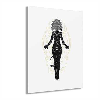 Leo Zodiac Elegant Acrylic Wall Art Print, Modern Home Decor, Black and Gold Abstract Design, Unique Gift for Art Lovers
