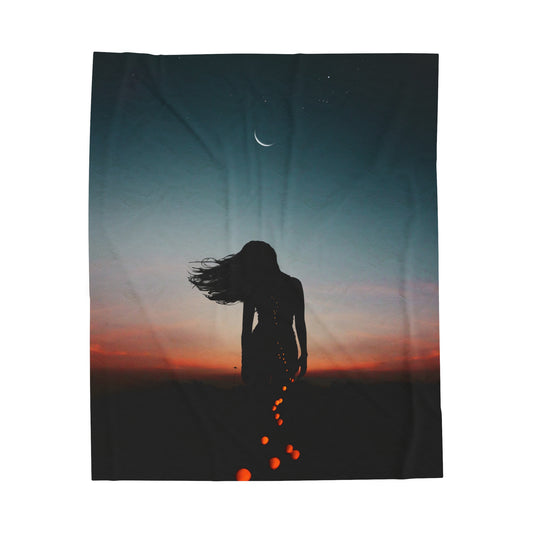 Moon Goddess Moonlit Dreams Velveteen Plush Blanket - Soft Throw for Cozy Nights, Home Decor, Gift for Her, Self-Care Essentials, Stargazing