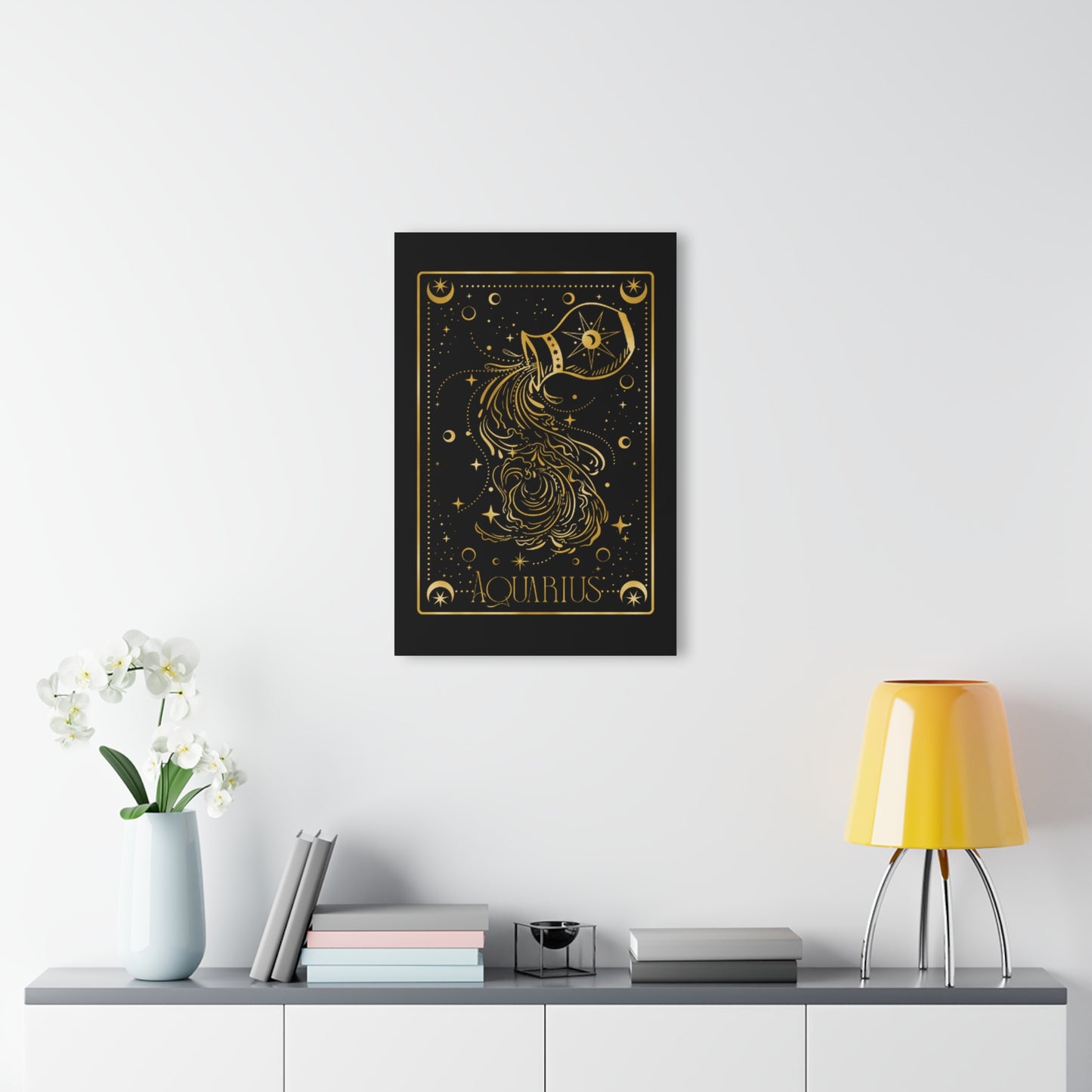 Aquarius Zodiac Astrology Acrylic Print, Aquarius Art Decor, Zodiac Wall Art, Modern Home Decor, Celestial Print, Starry Night Decor