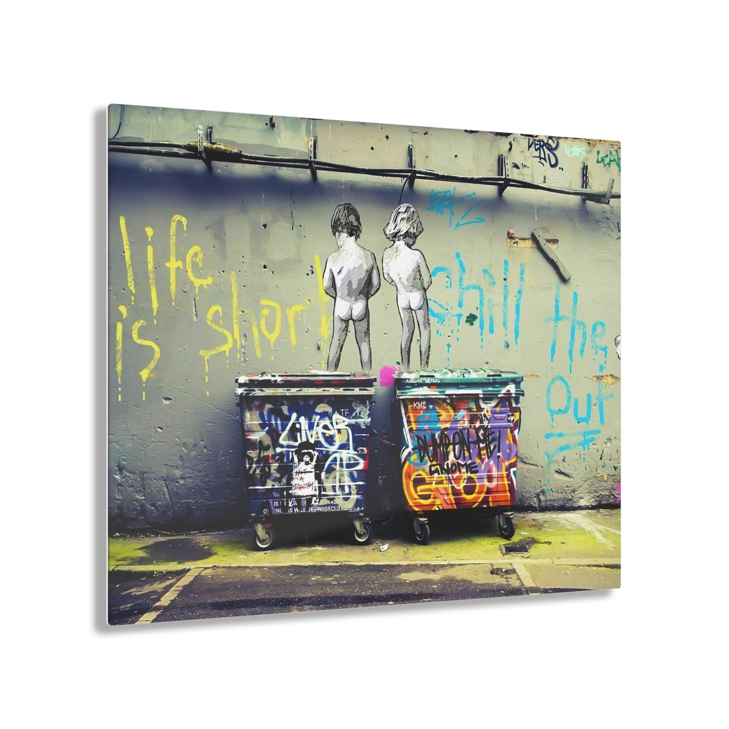 Banksy Life is Short - Urban Acrylic Print, Edgy Wall Art, Street Art Decor, Inspirational Home Decor, Gift for Art Lovers, Wall Decor