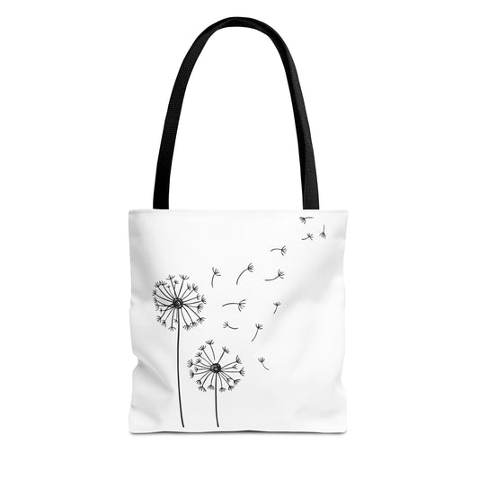 Dandelion & Floral Tote Bag, Boho Chic Eco-Friendly Bag, Gift for Her, Stay With Me Design, Nature Lover's Accessory, Shopping Bag