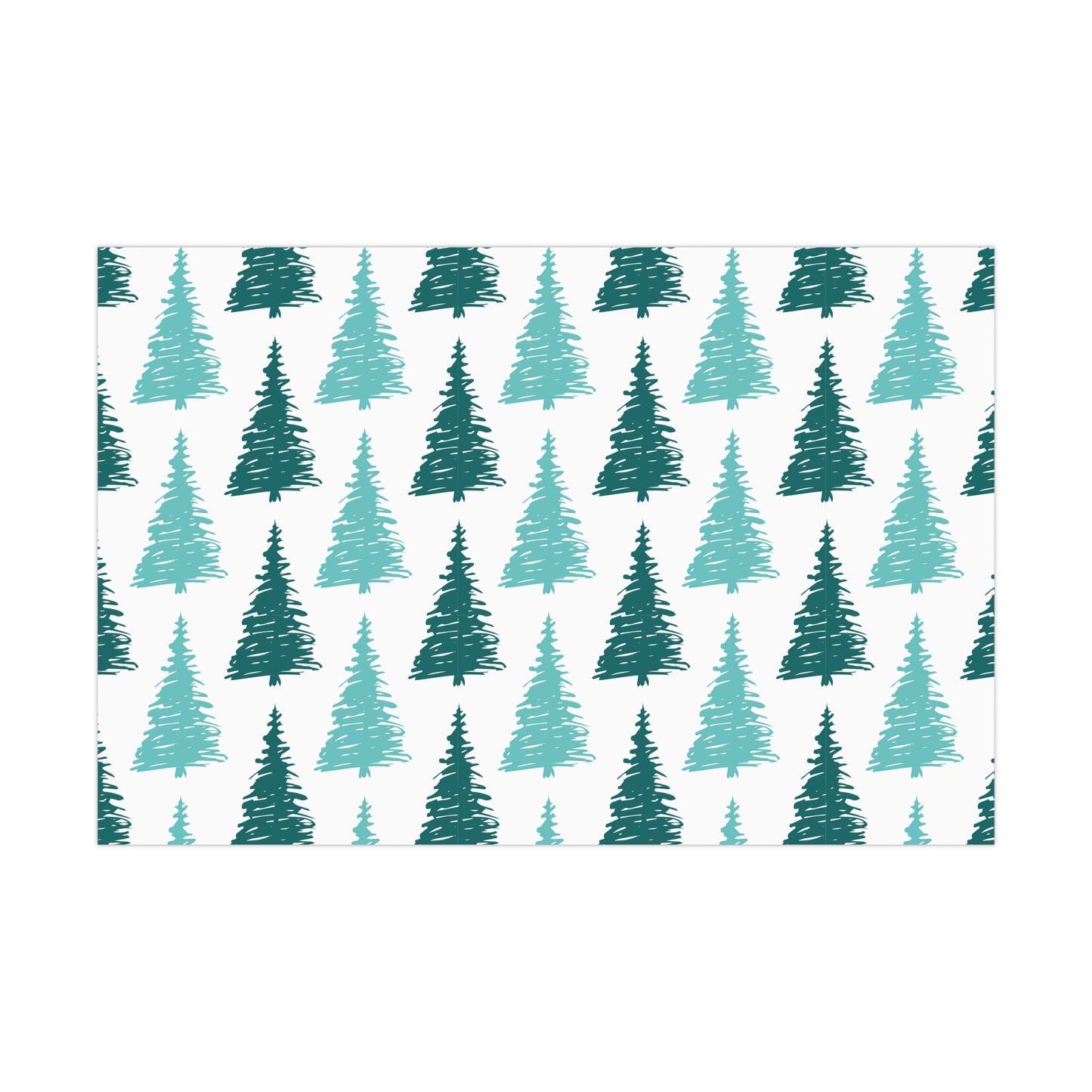 Gift Wrap Papers, Teal Blue Green Christmas Trees Pattern, Minimalist Modern Holiday Packaging Supplies, Festive Wrapping Sheets, Seasonal