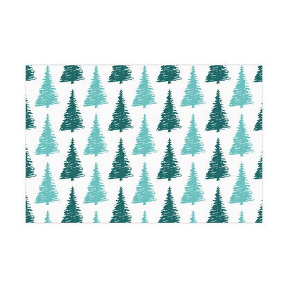 Gift Wrap Papers, Teal Blue Green Christmas Trees Pattern, Minimalist Modern Holiday Packaging Supplies, Festive Wrapping Sheets, Seasonal