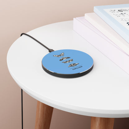 Butterfly Design Blue Wireless Charger - Eco-Friendly Phone Charger, Fast Charging Pad, Gift for Nature Lovers, Home Decor, Papillion
