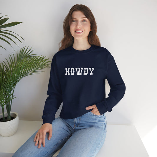 Howdy Unisex Heavy Blend™ Crewneck Sweatshirt, Cozy Sweatshirt, Casual Wear, Gift for Friends, Fall Fashion, Relaxed Style