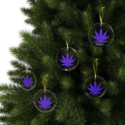 Chic Glass Ornaments, Cannabis Leaf Decor, Eco-Friendly Christmas Hanging Decor, Unique Gift for Cannabis Enthusiasts, Holiday Decoration