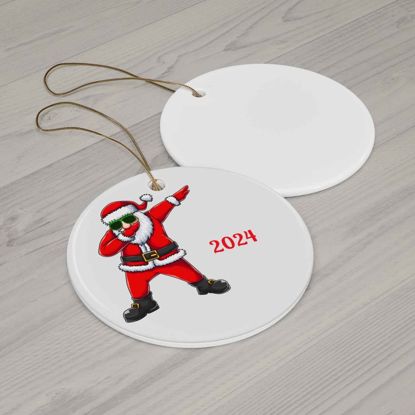 Dabbing Santa Ceramic Ornament, Holiday Decoration, Christmas Gift, 2024 Keepsake, Fun Tree Decor