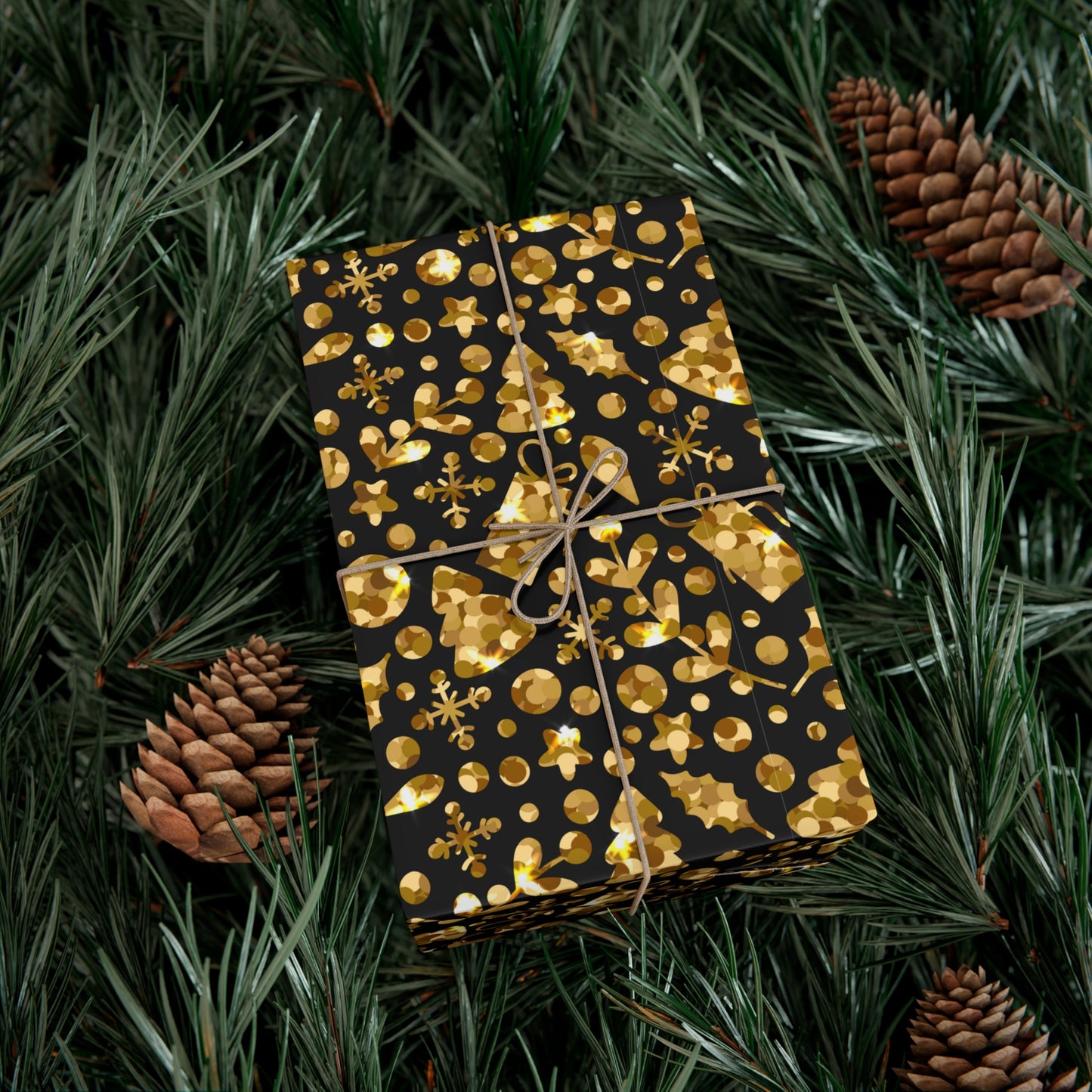 Elegant Gold and Black Gift Wrap Papers for Special Occasions, Holiday Wrapping Paper, Birthday Gift Wrap, Christmas Gift Wrap, Chic