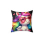 Unicorn Decor Pillow, Kids Room Accent, Heart Sunglasses Artwork, Fun Home Cushion, Gift for Unicorn Lovers