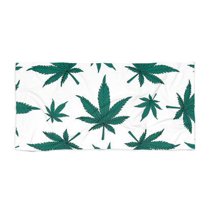 Tropical Vibe Beach Towel, Cannabis Leaf Print Towel, Summer Accessory, Perfect for Beach Days, Poolside, Festivals