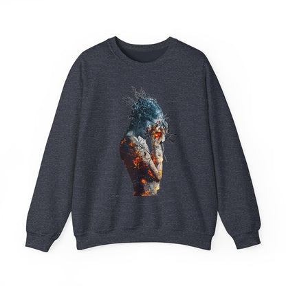 Introspective Artistic Nature-Inspired Crewneck Sweatshirt - Cozy Unisex Gift, Art Lover Sweatshirt, Casual Wear, Unique Gift for Her/Him