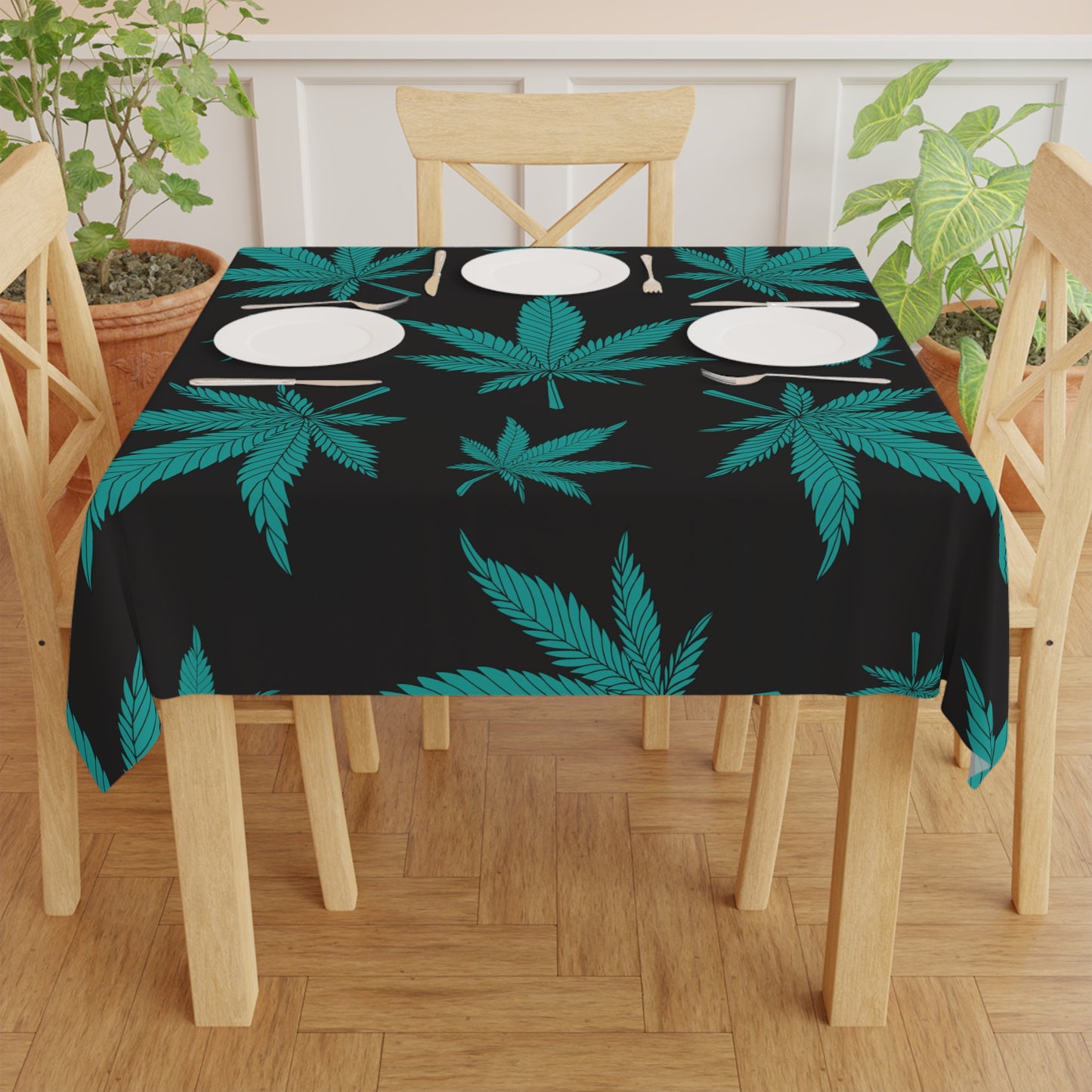 Vibrant Cannabis Leaf Tablecloth, Perfect for Parties, BBQs, Boho Decor, Gifts for 420 Celebration, Table Cover, Eco-Friendly