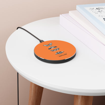 Artistic Wireless Charger Orange - Moth Design, Fast Charge Pad, Unique Home Decor, Gift for Nature Lovers, Eco-FriendlyTech