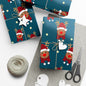 Wrapping Paper, Cute Rudolf with Santa Hat Pattern, Dark Teal Christmas Gift Wrap, Unique and Fun Holiday Packaging, Festive Xmas Decor,