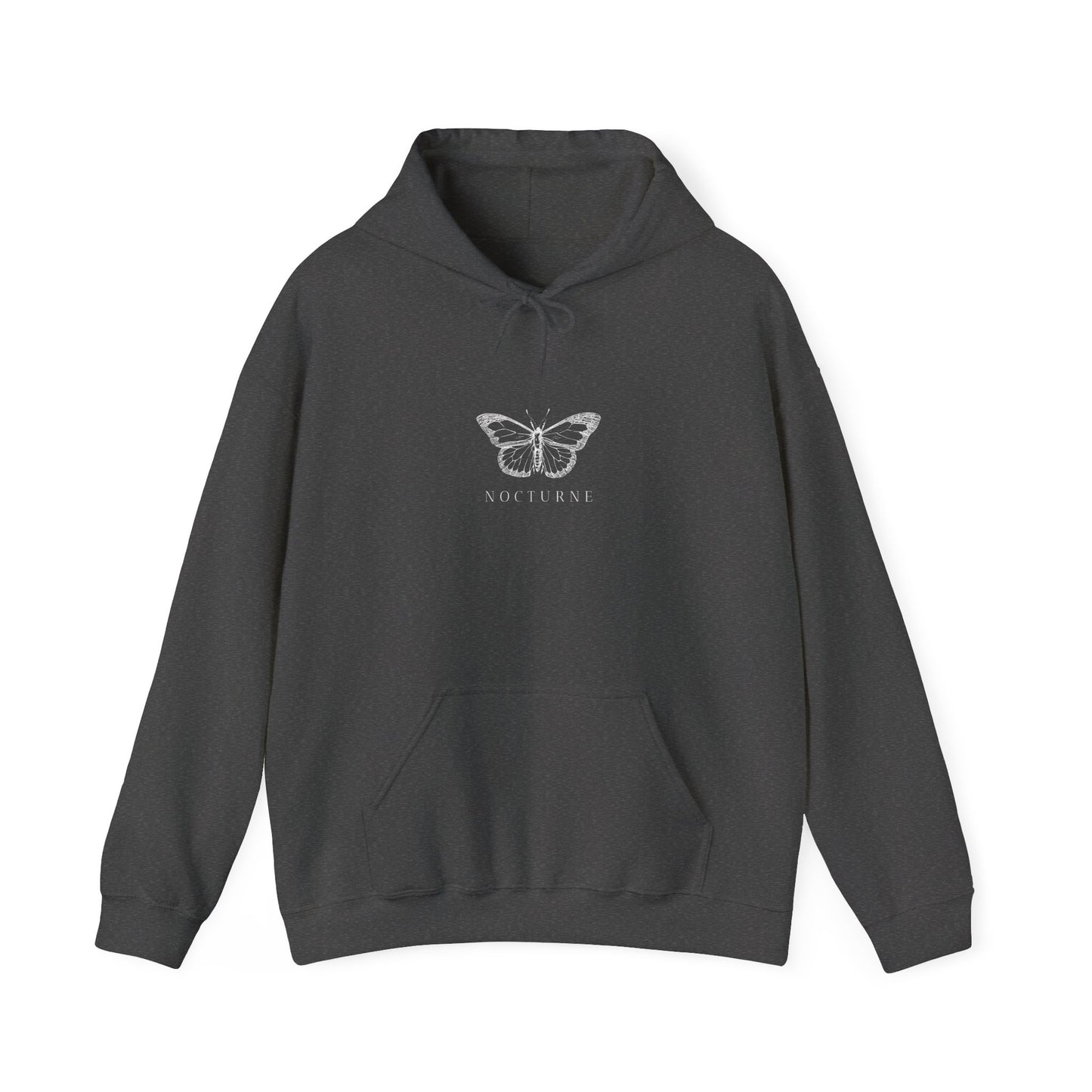 Nocturne Butterfly Sweatshirt, Cozy Unisex Hooded Pullover, Gift for Nature Lovers, Autumn Apparel, Layering Sweatshirt