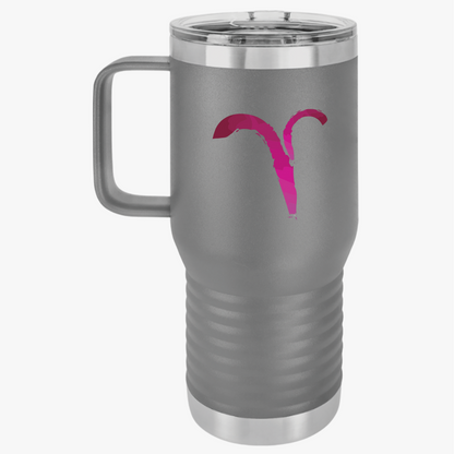 Aires Zodiac Travel Mug, 20oz Astrology Cup for Coffee, Horoscope Gift, Aries Design, Perfect for Birthdays, Road Trips, Travel