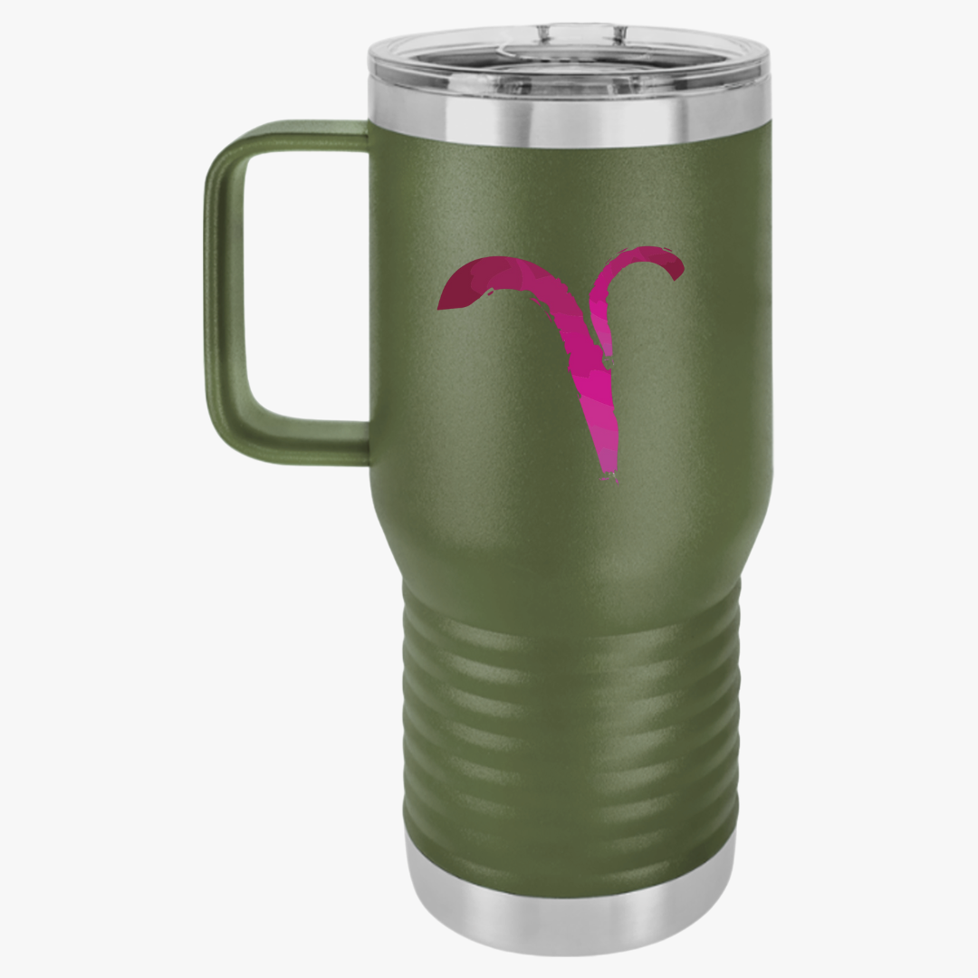 Aires Zodiac Travel Mug, 20oz Astrology Cup for Coffee, Horoscope Gift, Aries Design, Perfect for Birthdays, Road Trips, Travel