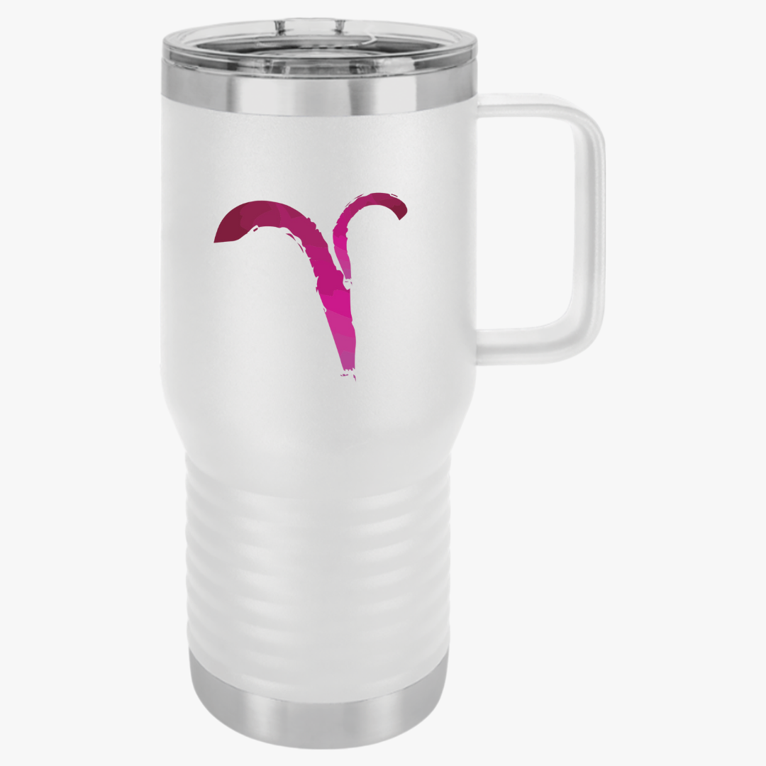 Aires Zodiac Travel Mug, 20oz Astrology Cup for Coffee, Horoscope Gift, Aries Design, Perfect for Birthdays, Road Trips, Travel