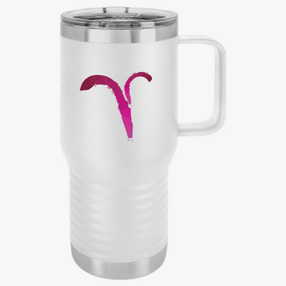 Aires Zodiac Travel Mug, 20oz Astrology Cup for Coffee, Horoscope Gift, Aries Design, Perfect for Birthdays, Road Trips, Travel