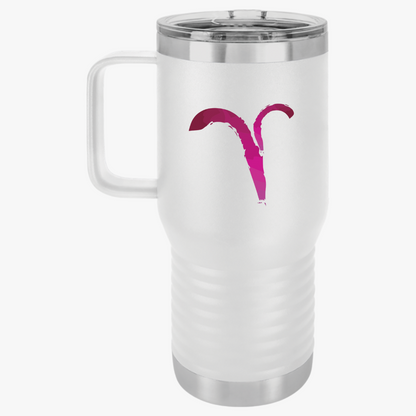 Aires Zodiac Travel Mug, 20oz Astrology Cup for Coffee, Horoscope Gift, Aries Design, Perfect for Birthdays, Road Trips, Travel