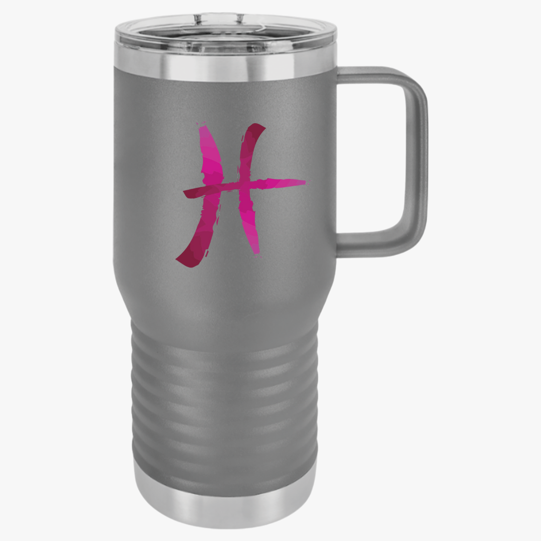 Pisces Zodiac Travel Mug, 20oz - Zodiac Sign Barista Gift, Astrology Drinkware, Horoscope Travel Cup, Personalized Coffee Caddy