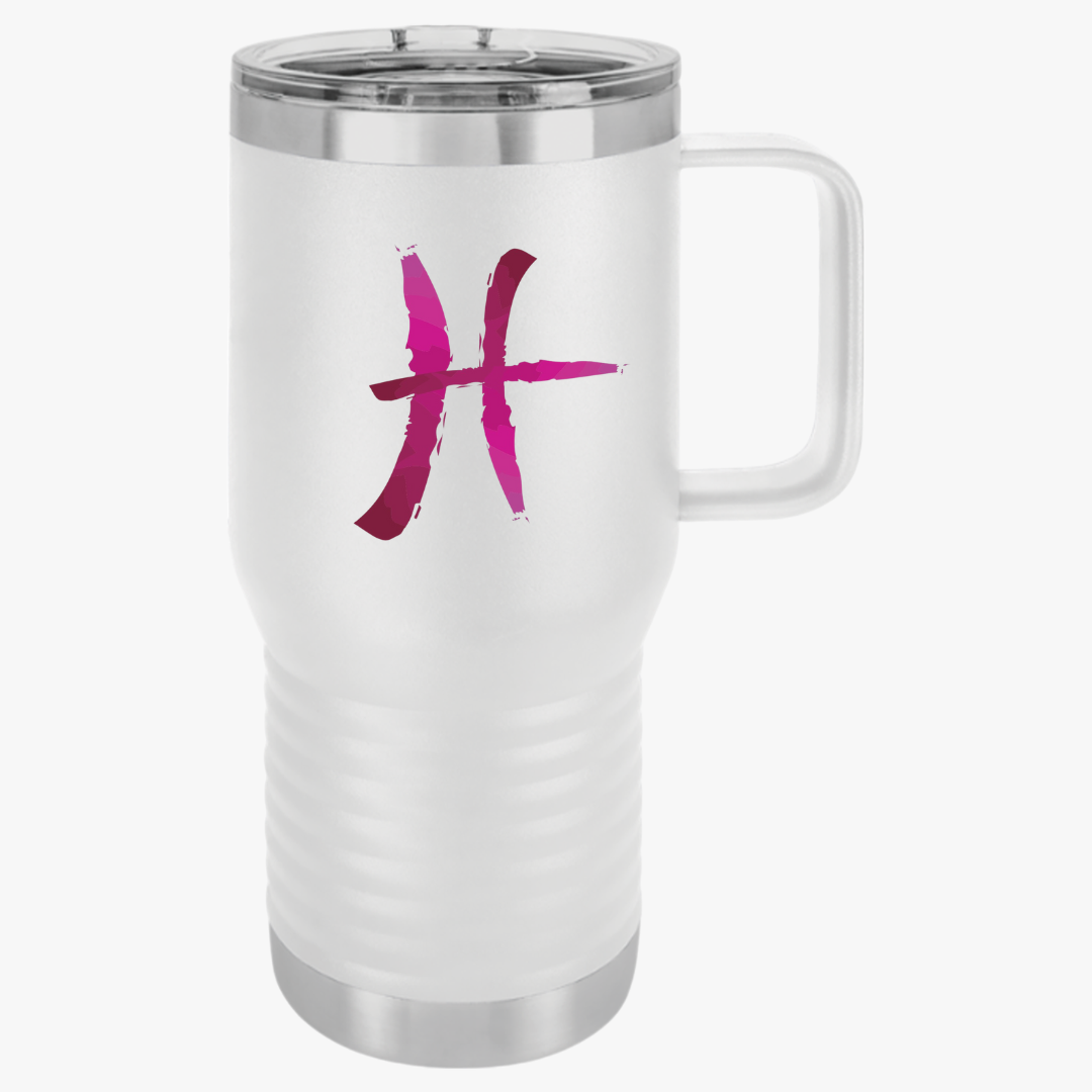 Pisces Zodiac Travel Mug, 20oz - Zodiac Sign Barista Gift, Astrology Drinkware, Horoscope Travel Cup, Personalized Coffee Caddy