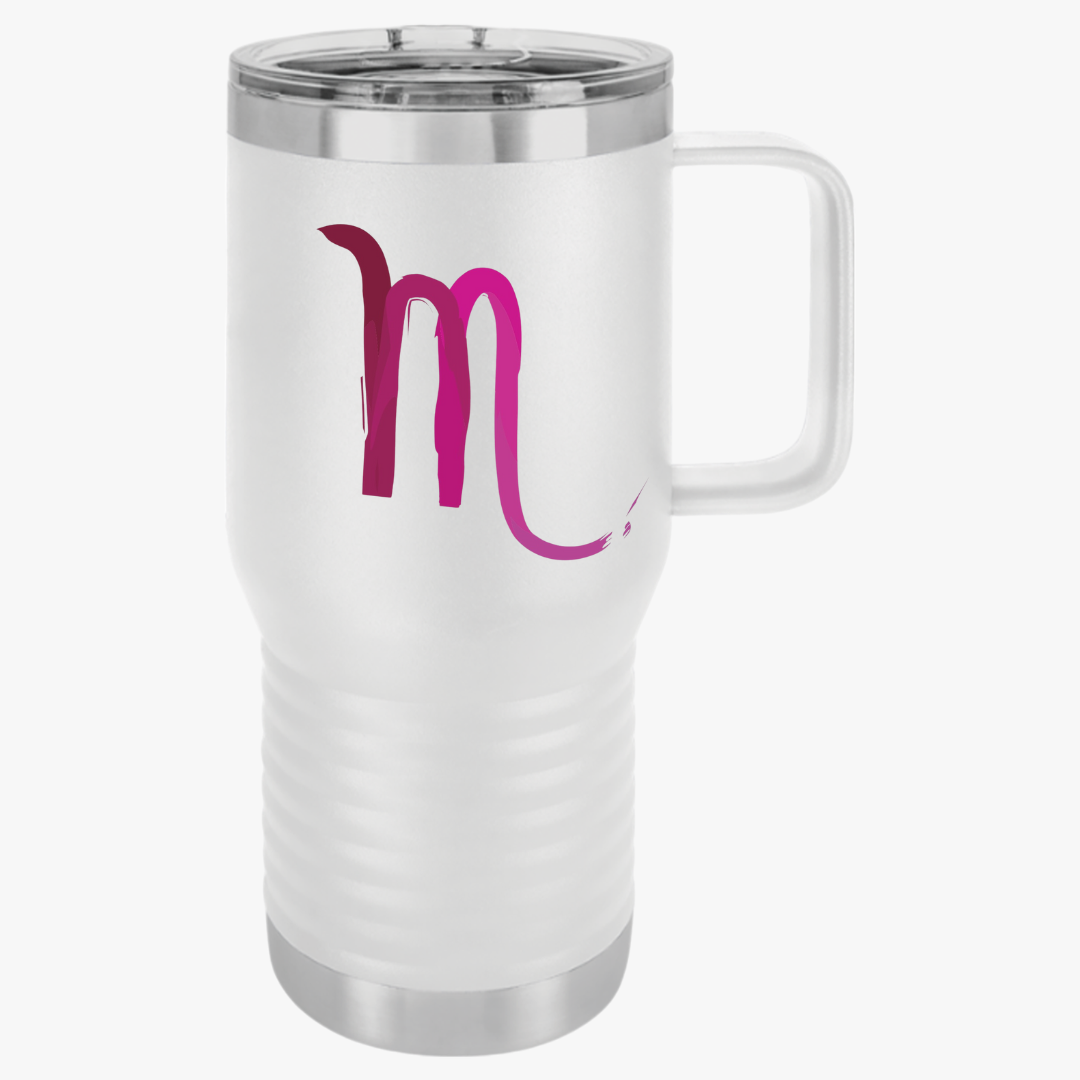 Scorpio Zodiac Travel Mug, 20oz Insulated Cup, Minimalist Design Coffee Gift, Road Trip Essential, Traveler's Tumbler, Gift for Her/Him,