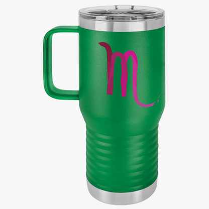 Scorpio Zodiac Travel Mug, 20oz Insulated Cup, Minimalist Design Coffee Gift, Road Trip Essential, Traveler's Tumbler, Gift for Her/Him,