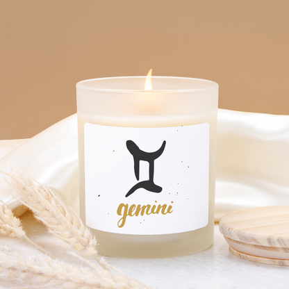 Gemini Zodiac Candle | Frosted Glass 11oz | Zodiac Decor, Birthday Gift, Home Fragrance, Astrology Lover, Unique Candle