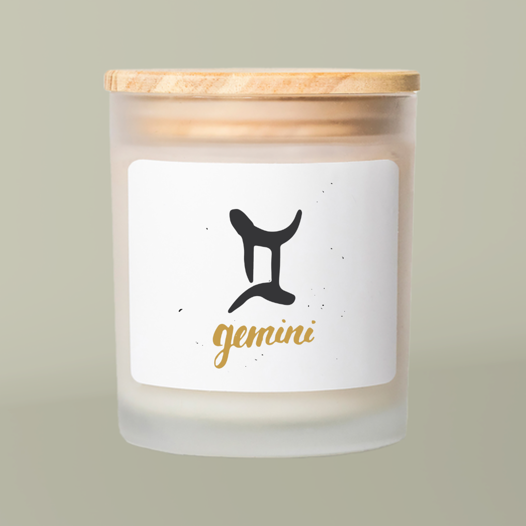 Gemini Zodiac Candle | Frosted Glass 11oz | Zodiac Decor, Birthday Gift, Home Fragrance, Astrology Lover, Unique Candle