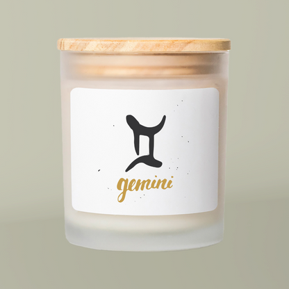 Gemini Zodiac Candle | Frosted Glass 11oz | Zodiac Decor, Birthday Gift, Home Fragrance, Astrology Lover, Unique Candle