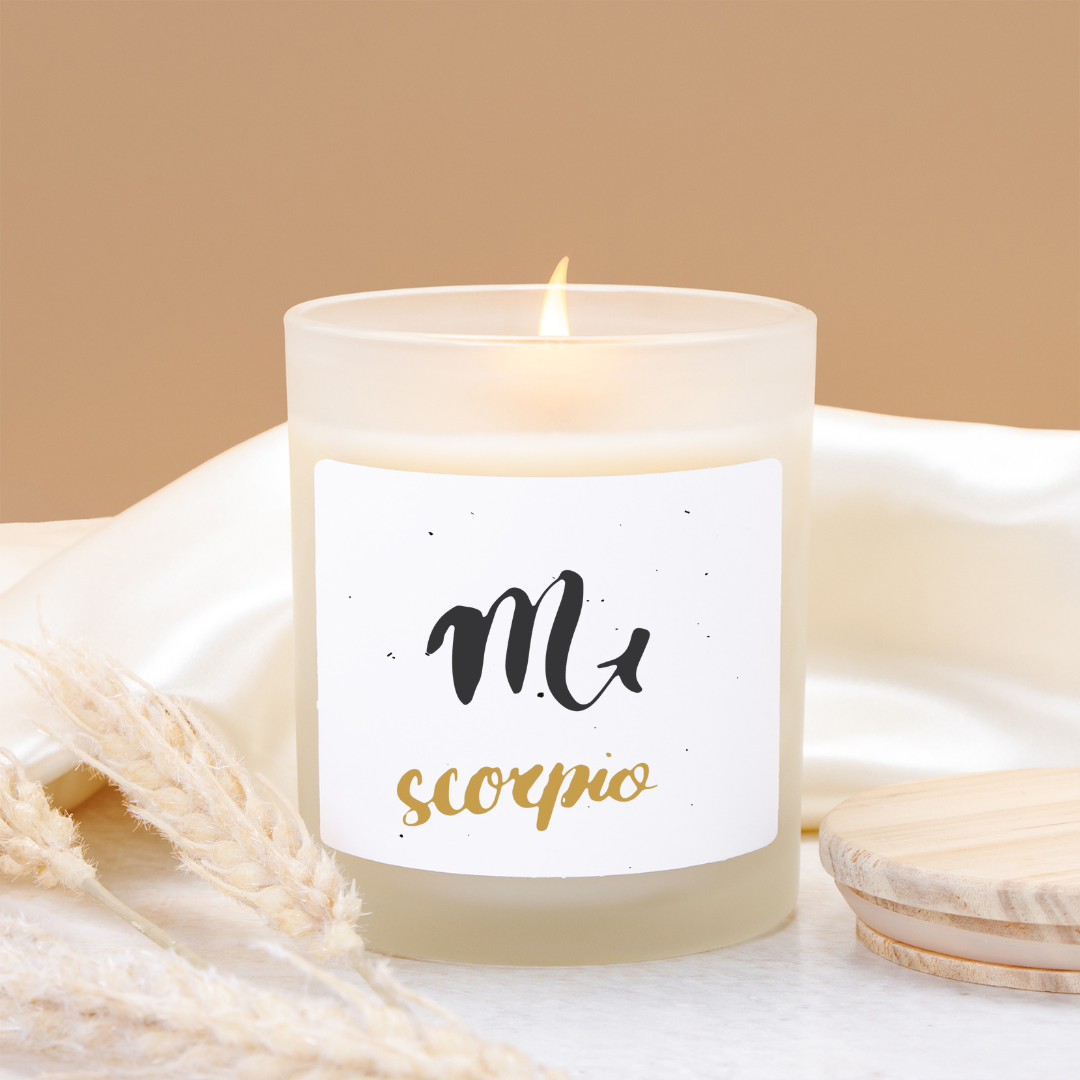 Scorpio Zodiac Frosted Glass Candle - Scorpio, Zodiac Gift, Home Decor, Relaxation, Gift for Her, Birthday, Astrology Lover