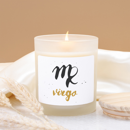 Virgo Zodiac Candle, Frosted Glass Soy Wax, Astrology Decor, Unique Gifts for Virgos, Birthday Candles, Home Fragrance