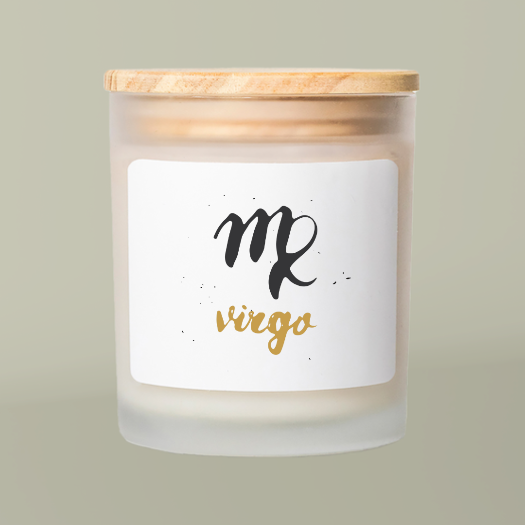 Virgo Zodiac Candle, Frosted Glass Soy Wax, Astrology Decor, Unique Gifts for Virgos, Birthday Candles, Home Fragrance
