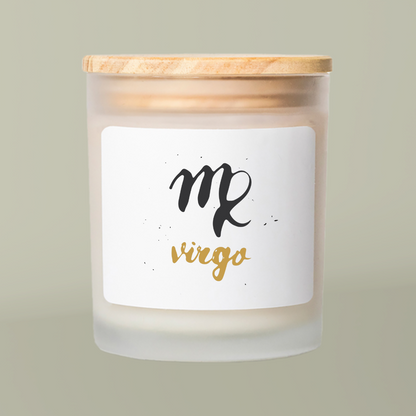 Virgo Zodiac Candle, Frosted Glass Soy Wax, Astrology Decor, Unique Gifts for Virgos, Birthday Candles, Home Fragrance