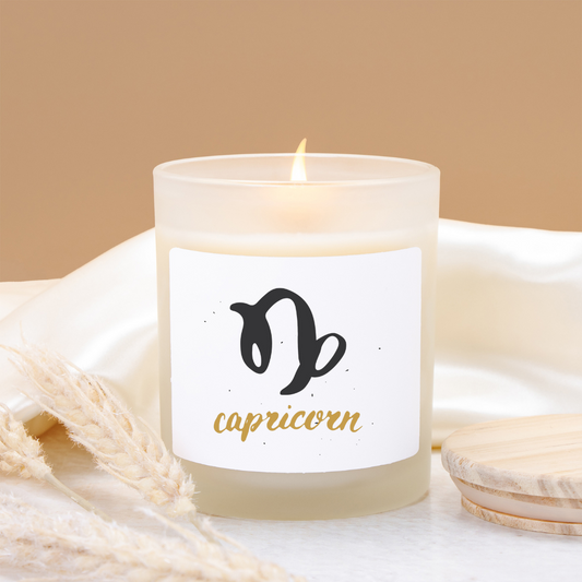 Capricorn Zodiac Frosted Glass Candle | Zodiac Decor, Astrology Gift, Home Fragrance, Unique Birthday Present, Self-Care Relaxation