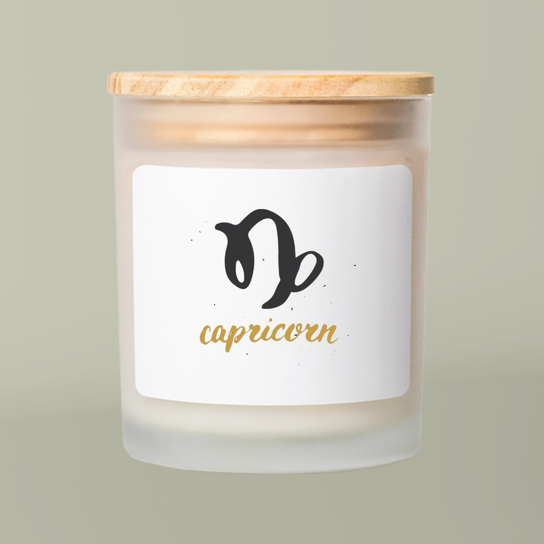 Capricorn Zodiac Frosted Glass Candle | Zodiac Decor, Astrology Gift, Home Fragrance, Unique Birthday Present, Self-Care Relaxation