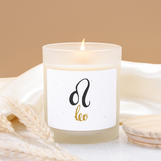 Leo Zodiac Frosted Glass Candle for Leo Zodiac | Home Decor, Gift for Birthdays, Astrology Lover, Relaxation
