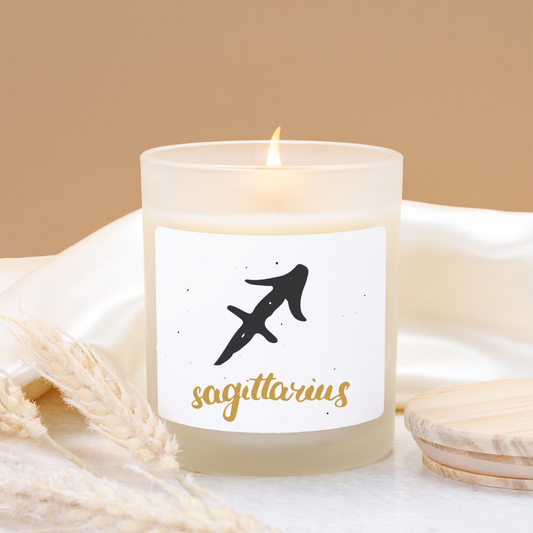 Sagittarius Zodiac Frosted Glass Candle - Cosmic Decor, Zodiac Gift, Astrological Candle, Home Fragrance, Spiritual Tribute