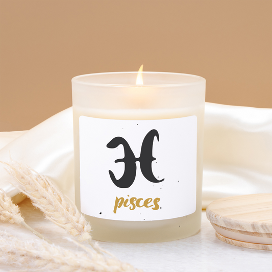 Pisces Zodiac Frosted Glass Candle, Astrology Gift, Zodiac Home Decor, Relaxing Aromatherapy, Birthday Present for Pisces