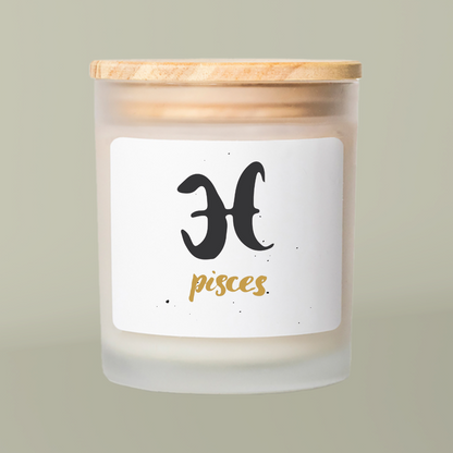 Pisces Zodiac Frosted Glass Candle, Astrology Gift, Zodiac Home Decor, Relaxing Aromatherapy, Birthday Present for Pisces